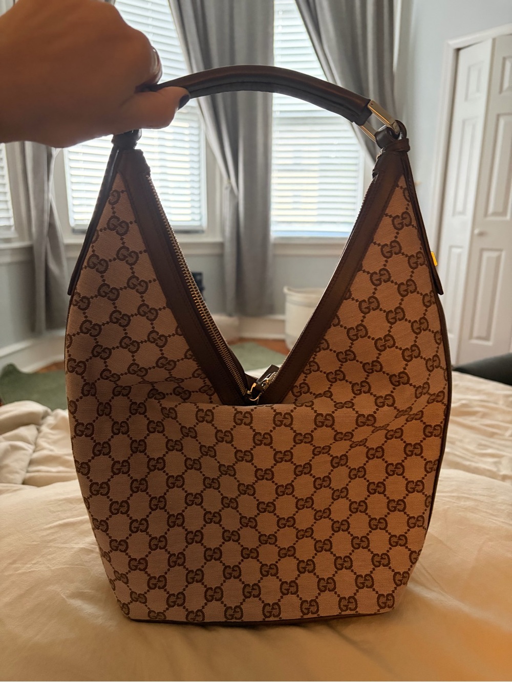 Gucci pink/brown Monogram Hobo Bag